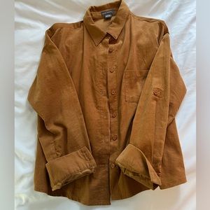 Womens Brown Corduroy Button Up